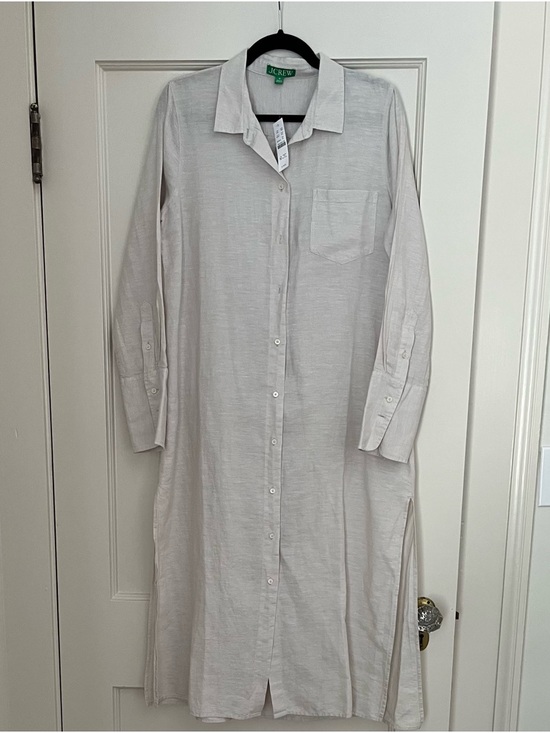 J. Crew Dresses & Skirts - NWT J. Crew Linen and Cotton Blend Lightweight Button-Front Shirt Dress